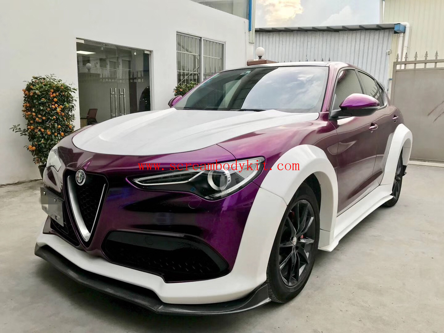 Alfa Romeo Stelvio wide body kit front lip after lip fenders spoiler hood