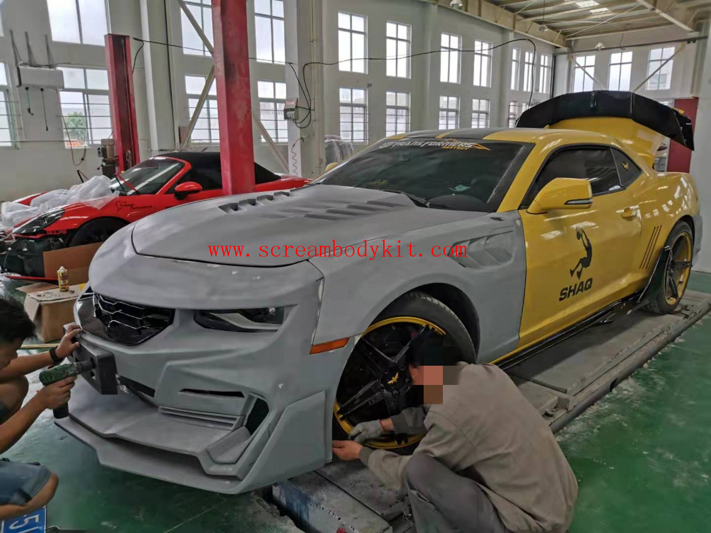 5 Gen Chevrolet Camaro Update Bumble Bee Transformers Wide Body Kit Front Bumper Grills After Bumper Hood Wing Side Skirts