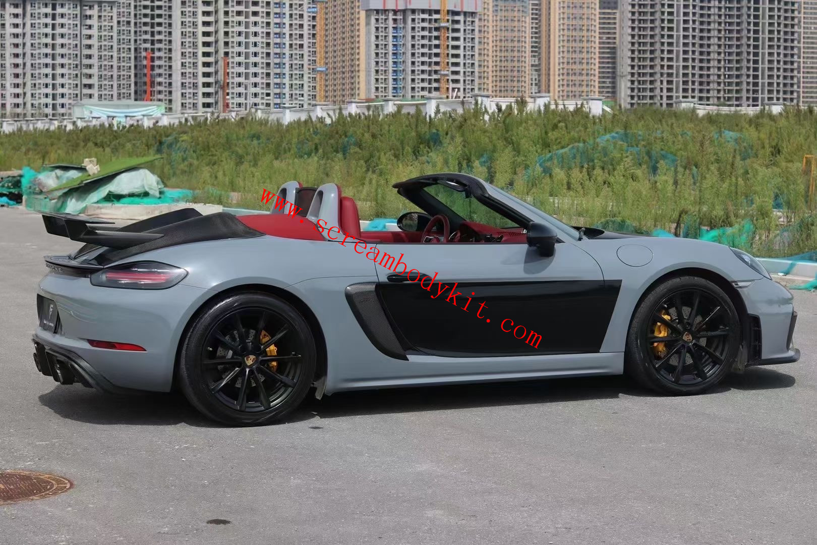 GT4 Style Rear Trunk Spoiler For 2017-2020 Porsche 718 Cayman & Boxster - Primer Black