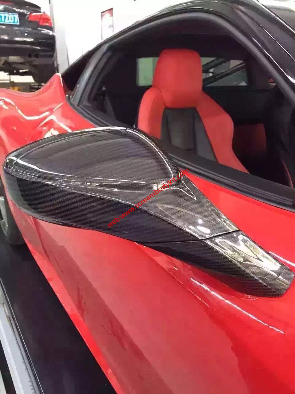 Ferrari F458 mirror cover carbon fiber
