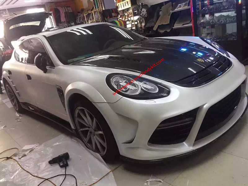 porsche panamera 970 mansory body kit wing carbon fiber front bumper after bumper side skirts hood rear spoiler fenders