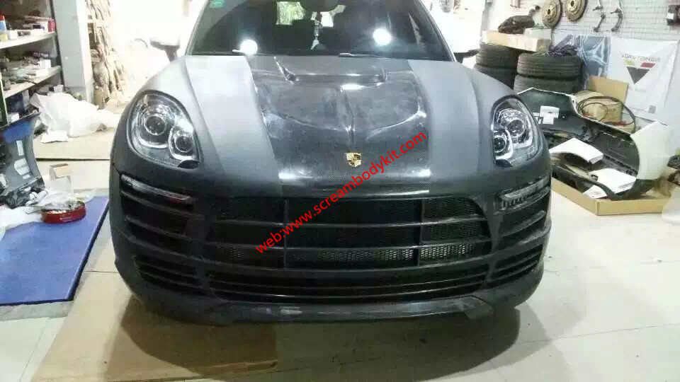 porsche macan wide body kit front bumper after bumper side skirts hood rear spoiler fenders