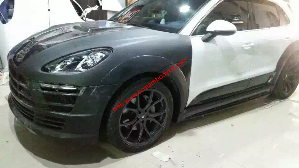 porsche macan wide body kit front bumper after bumper side skirts hood rear spoiler fenders