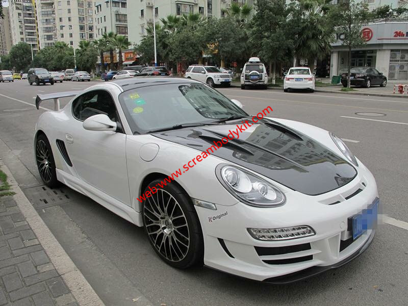 09-12 Porsche Cayman boxster body kit front bumper after bumper side skirts hood rear spoiler