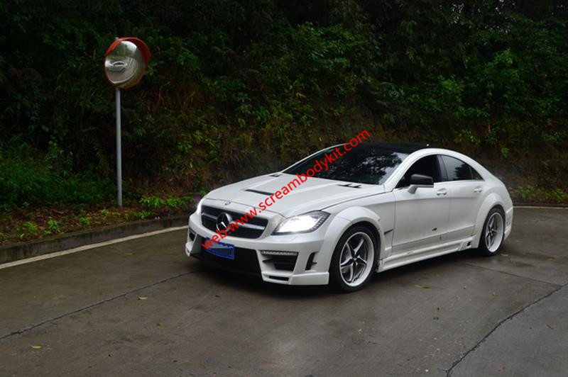 Benz W218 CLS300 CLS350 CLS63 wide body kit front bumper after bumper side skirts fenders hood