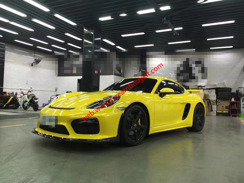 Porsche 718 Cayman boxster body kit front lip after lip hood side skirts Carbon Fiber