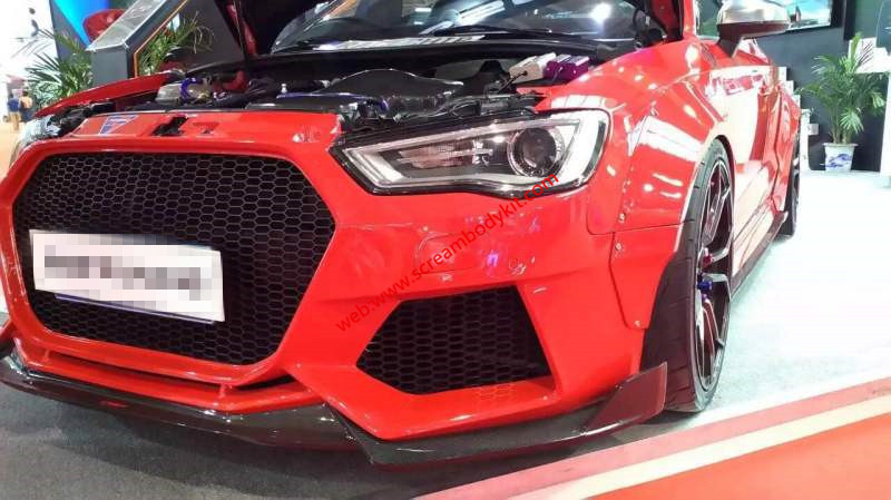 Audi A3 S3 RS3 wide body kit kit front lip after lip side skirts