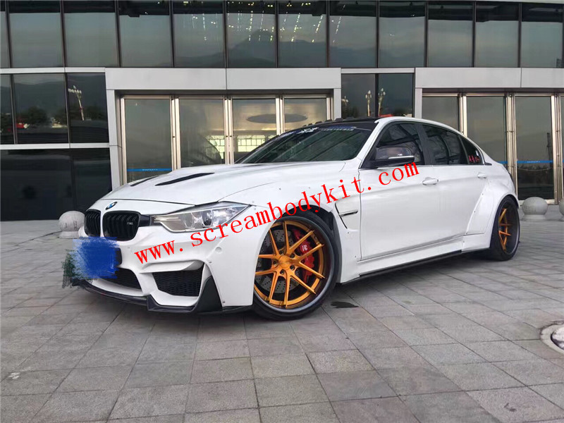 BMW F30 F35 wide body kit front bumper after bumper side skirts hood spoiler another