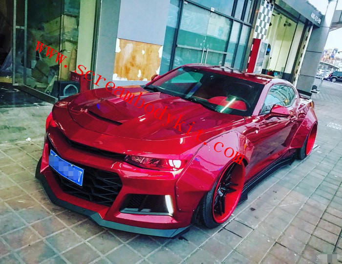 Chevrolet Camaro wide body kit front lip fenders side skirts spoiler after lip front bumper