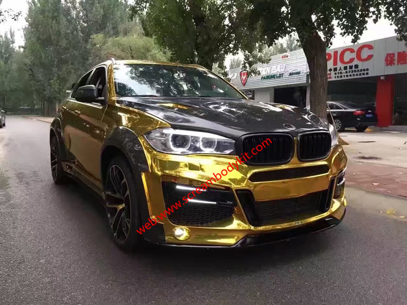 BMWX6 X6M wide body kit F16 front bumper rear bumper side skirts fenders spoiler hood PU