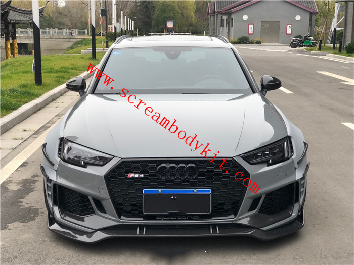 Audi RS4 wide body kit front lip rear lip side skirts fenders spoiler