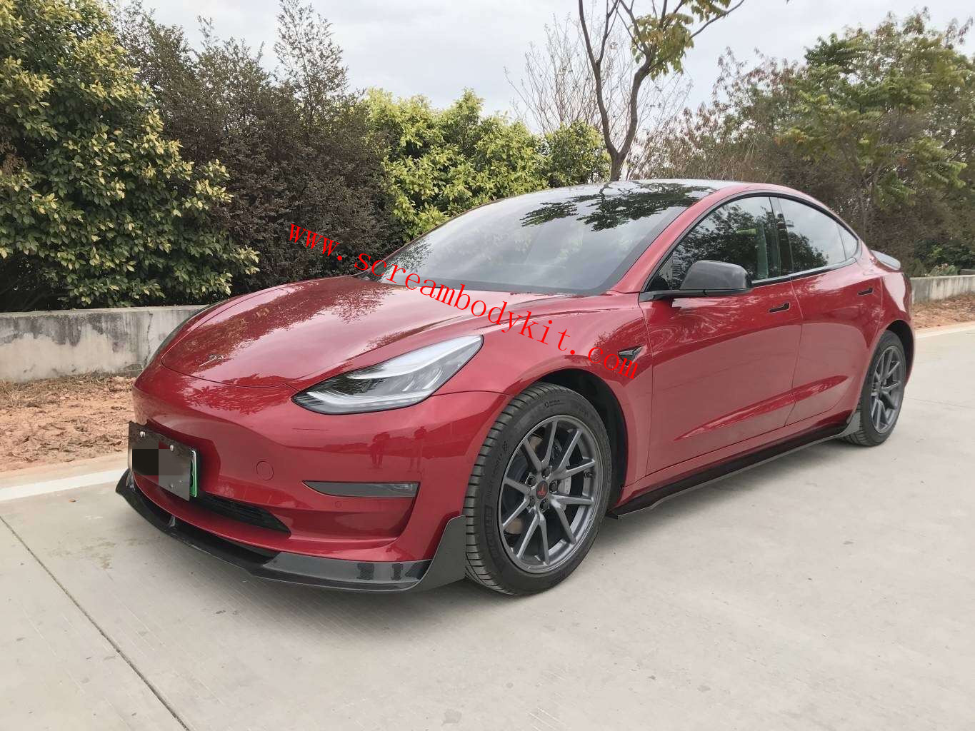 Tesla Model 3  front lip side skirts spoiler rear lip dry carbon fiber
