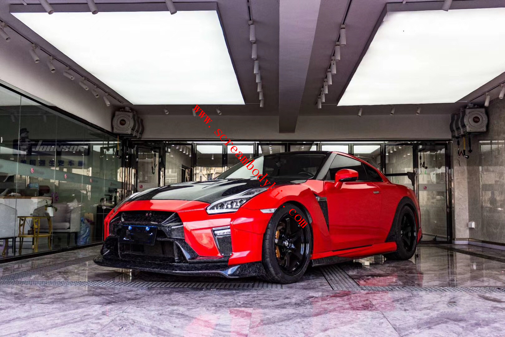 GTR R35 Varis wide body kit front bumper rear bumper fenders side skirts hood spoiler