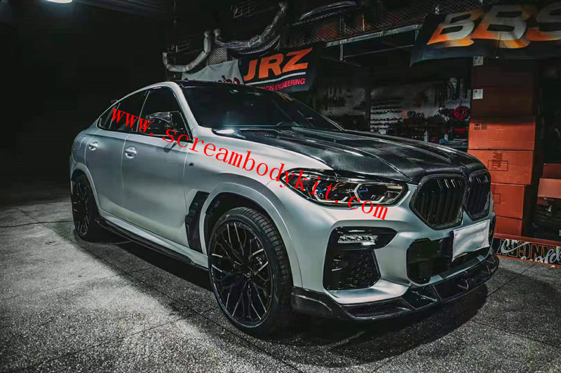 BMW X6 X6M G06 body kit front lip rear lip spoiler side skirts hood grilles mirror carbon fiber
