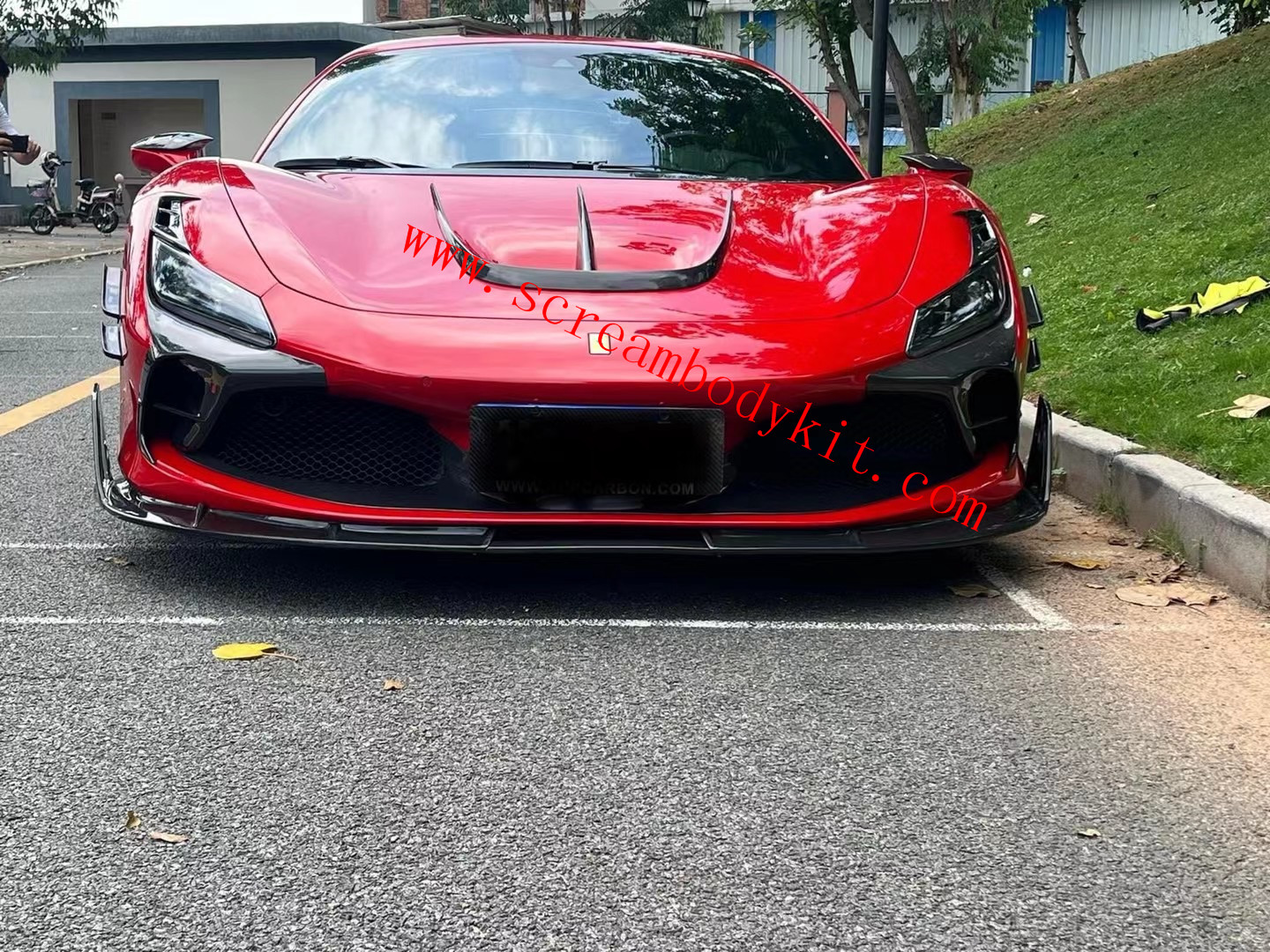 Ferrari F8 Mansory body kit front lip rear lip side skirts vent dry carbon fiber