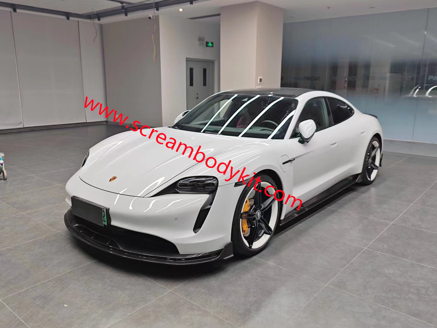 Porsche Taycan body kit front lip rear lip side skirt spoiler wing carbon fiber