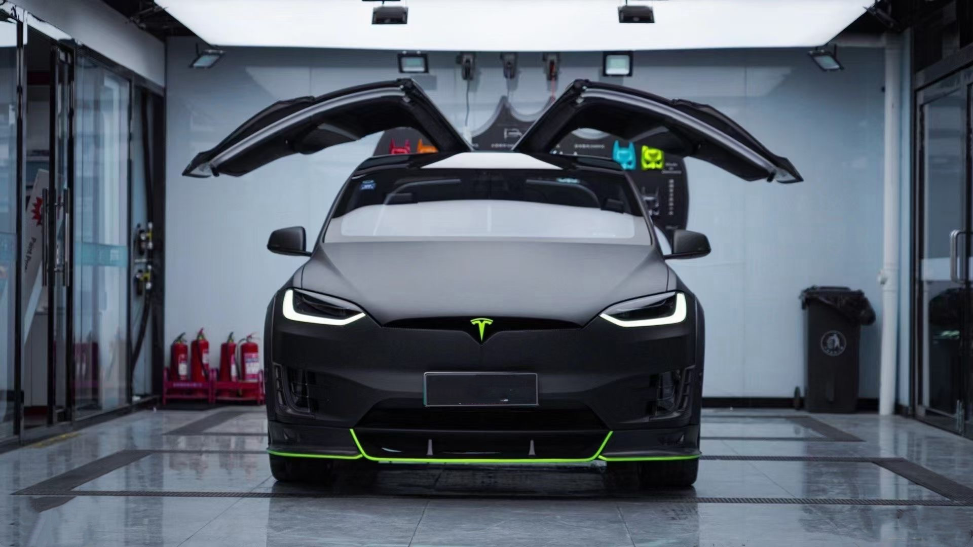 Tesla Model X body kit front lip side skirts rear lip fenders carbon fiber