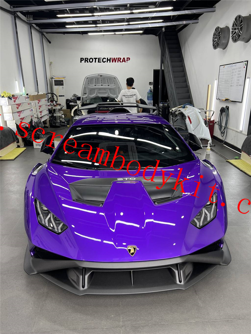 Lamborghini Huracan STO body kit OEM dry carbon fiber front bumper hood spoiler wing rear bumper