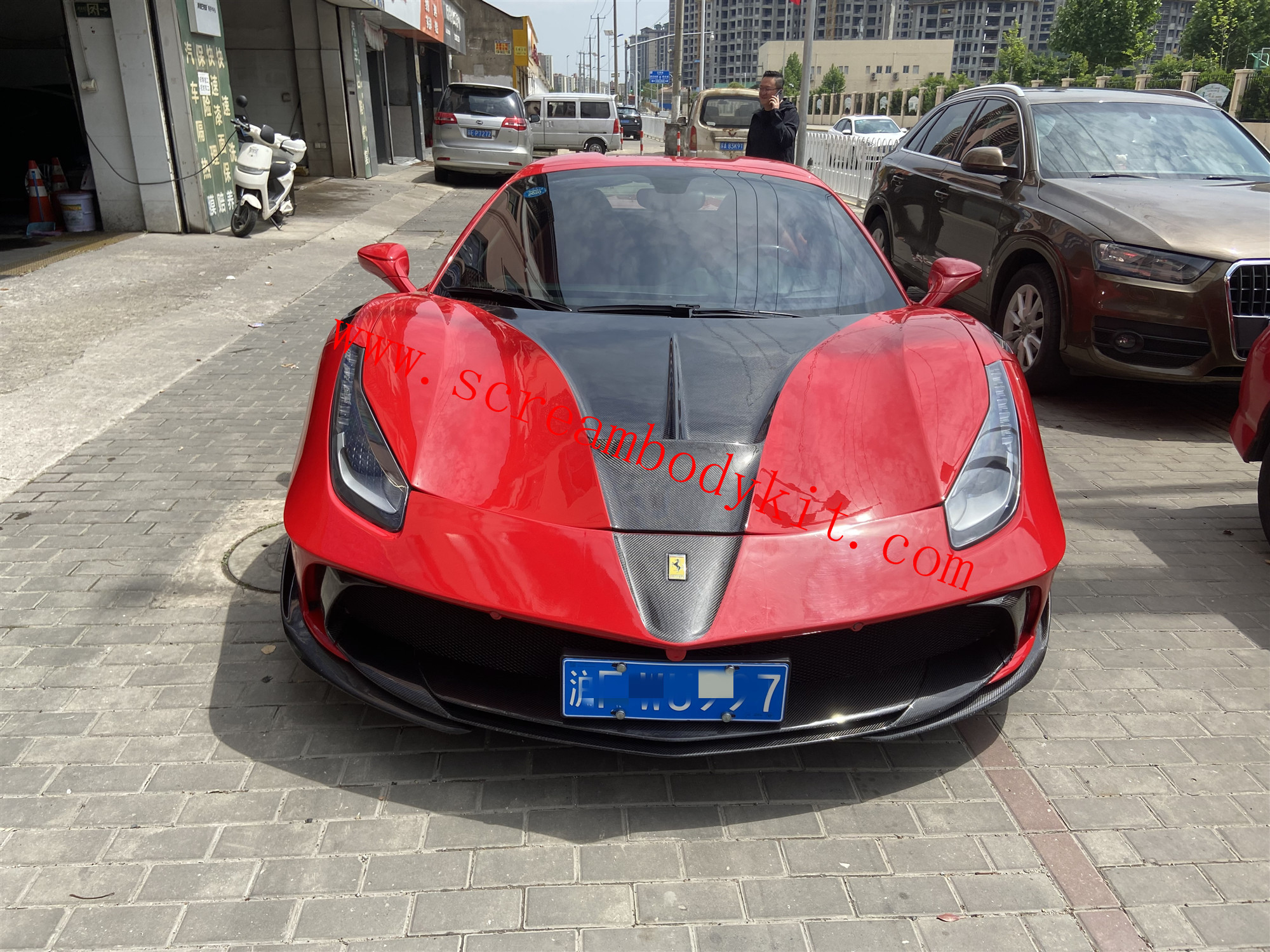 Ferrari 488 Mansory body kit front bumper rear bumper side skirts fenders spoiler hood