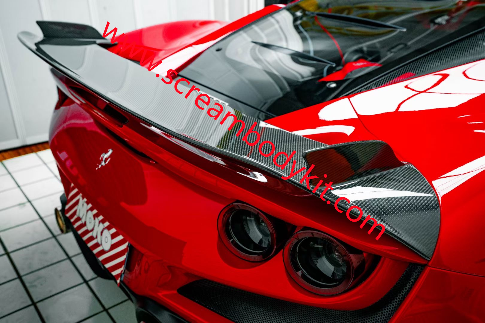Ferrari F8 spoiler wing front lip vents  full dry carbon fiber