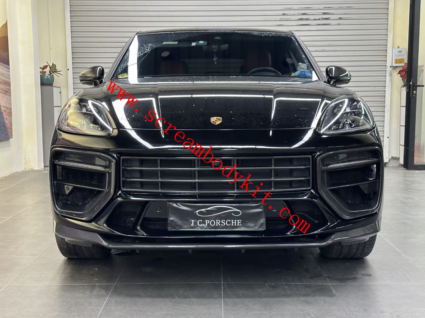 Porsche cayenne body kit front bumper rear bumper hood dry carbon fiber