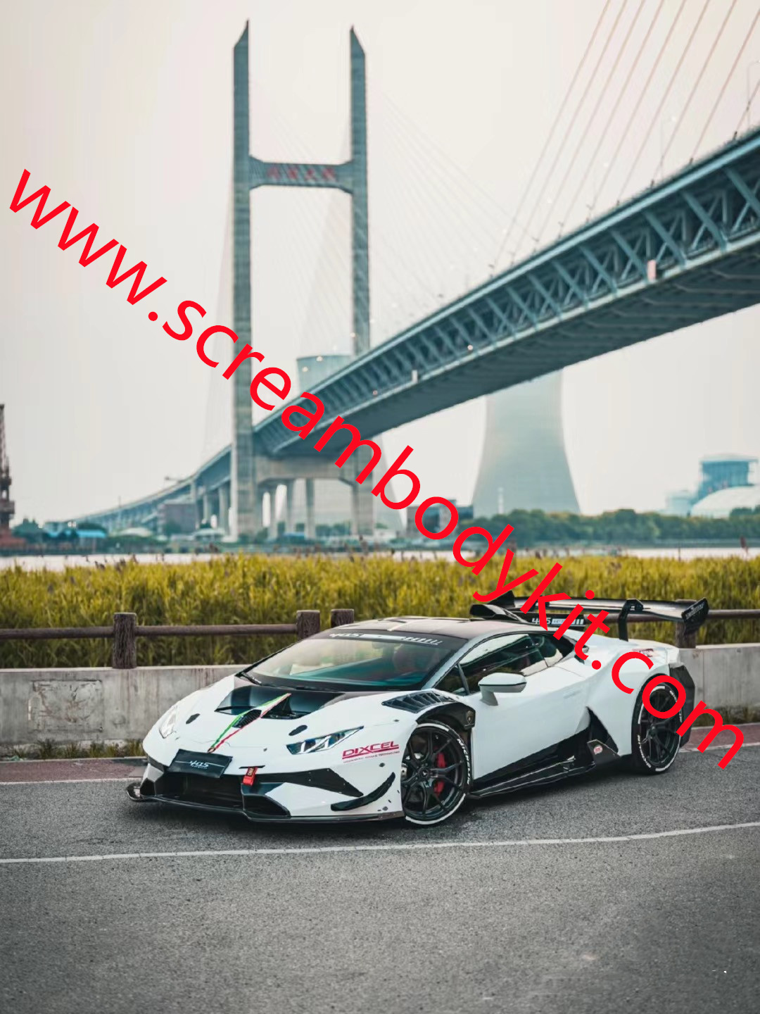 Lamborghini huracan Super Trofeo body kit front bumper rear bumper hood spoiler engine cover  lp580 lp610 EVO conversion  dry carbon fiber