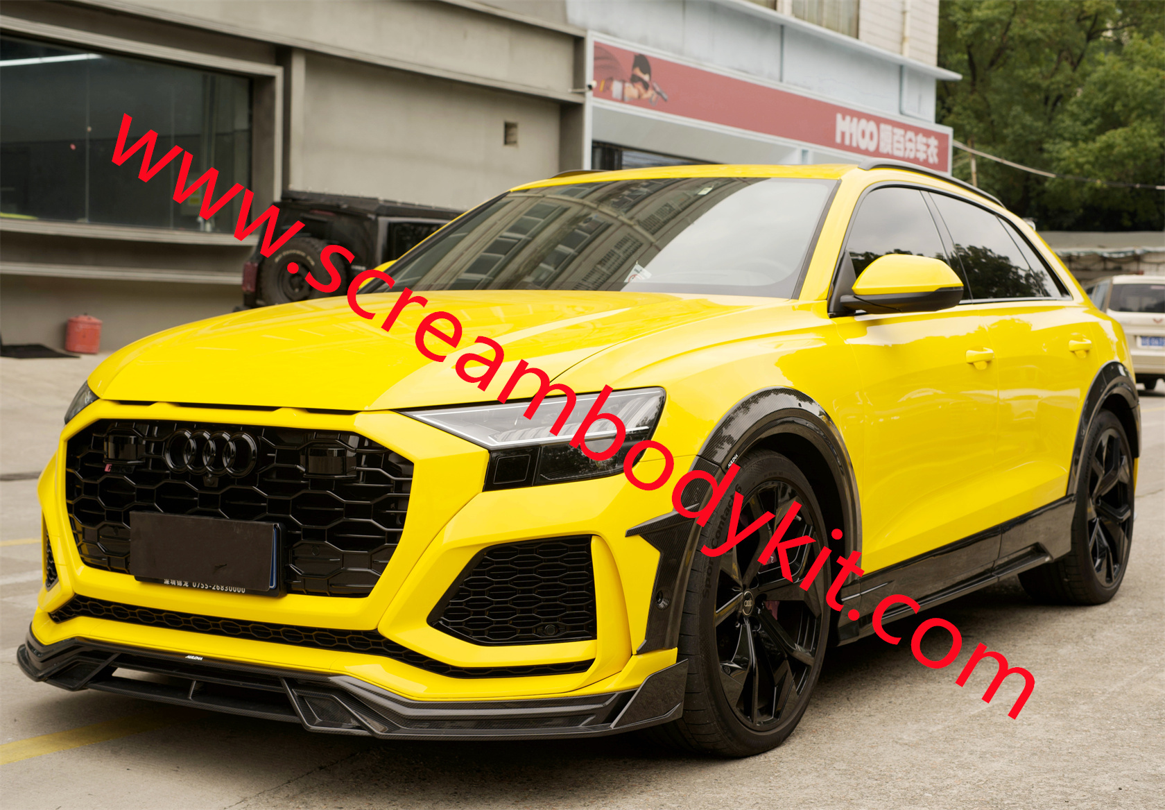 Audi RSQ8 body kit front lip side skirts rear lip fenders spoiler full dry carbon fiber