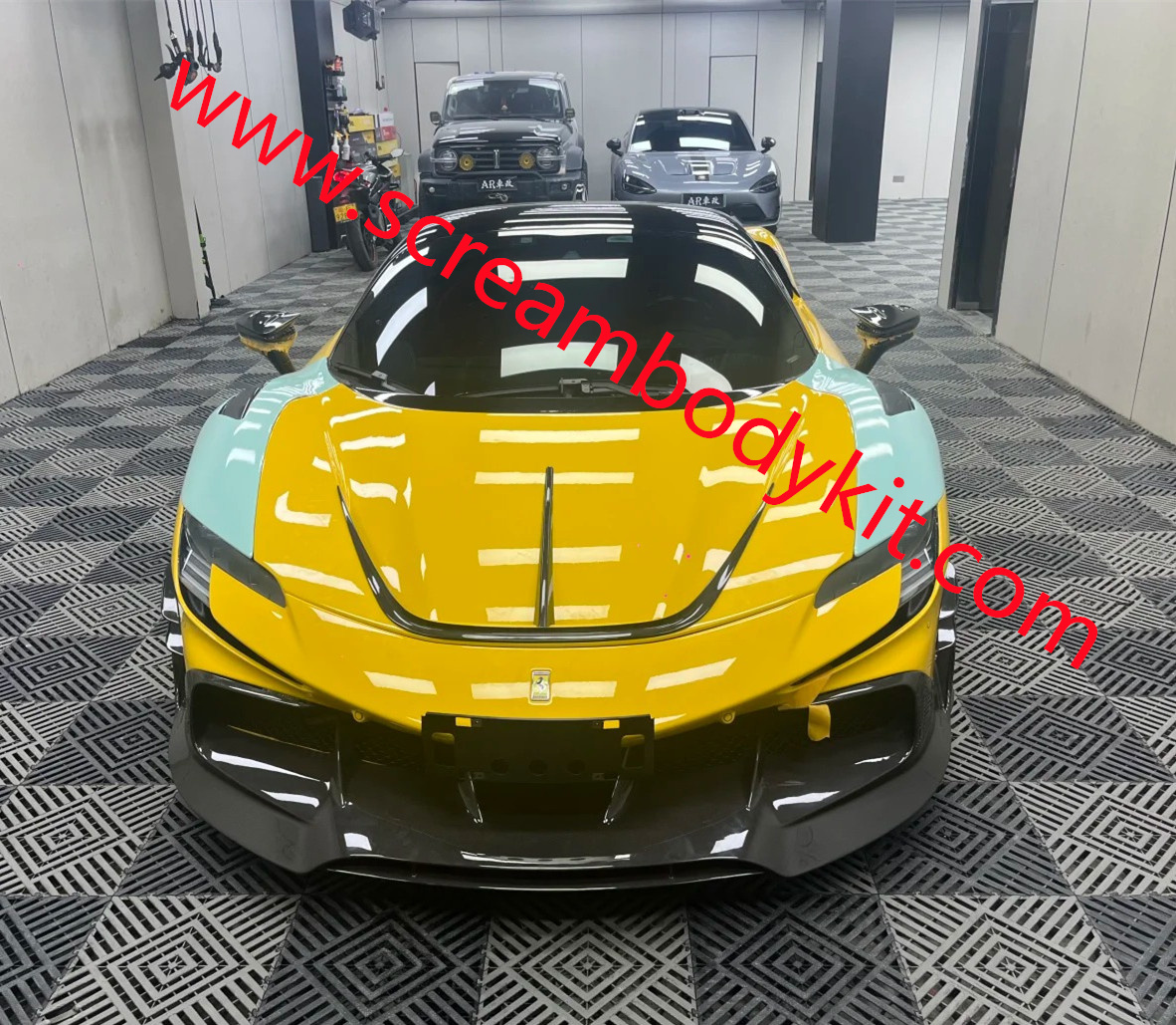 Ferrari SF90 mansory body kit front lip side skirt rear lip spoiler fenders full dry carbon fiber
