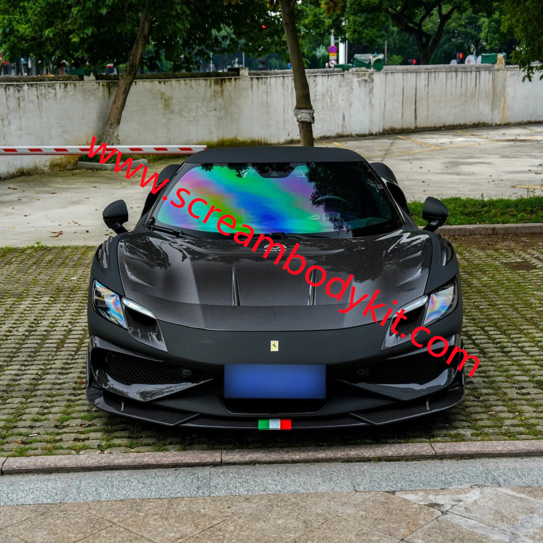 Ferrari 296 GTB body kit front lip side skirts fenders spoiler rear lip vent hood full dry carbon fiber